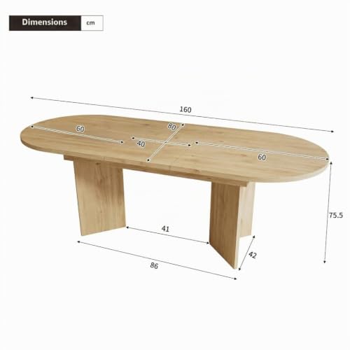 Table à manger ronde extensible chêne 120 à 160 cm pour 4-6 personnes