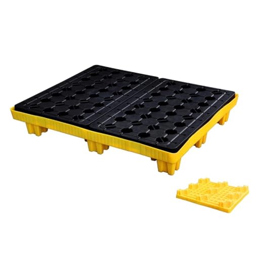 OWOHYG Modulare Auffangwanne – Robuste, auslaufsichere Kunststoffwanne für Industrie und Lager, Chemikalienlagerung, umweltfreundliche Lösung, langlebig und vielseitig (Gelb 123 x 105 x 17 cm)