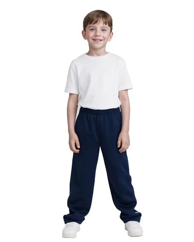 3 Pack Boys Open Bottom Track Pants with Zipper Pockets and Drawstring for Kids Everyday Wear and Sports3