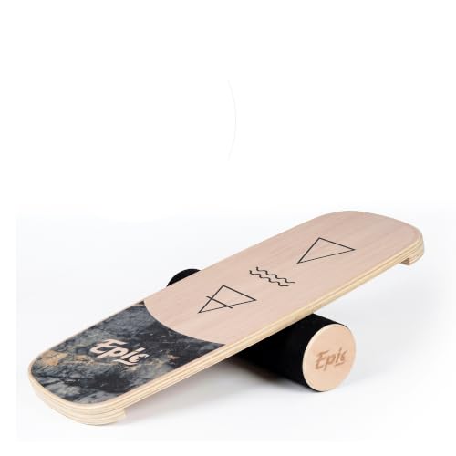 Epicstar Tabla de equilibrio con rodillo – Entrenador de equilibrio de madera para fitness, tenis, atletismo, surf y snowboard, ideal para todos a partir de 9 años, soporta hasta 150 kg.
