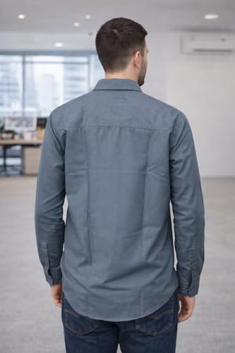 Image of Men's Solid Casual Shirt | Casual Plain Button Down Shirt for Men | Regular Fit Full Sleeves Smart Formal & Casual Wear