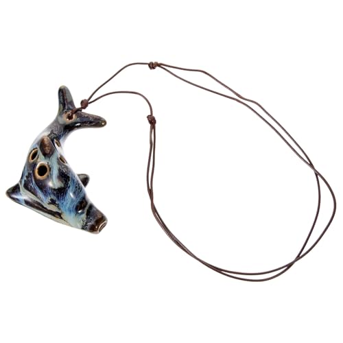 Alasum Ceramic Ocarina with Lanyard 6 Holes Ocarina Dolphin Shaped Ocarina Cute Wind Ocarina Pendant Portable Whistle Sound Toys for Beginner Performer Supplies