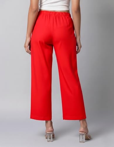 Image of Moirai Pure Cotton Wide Leg Women Trouser Stylish Mid Rise Relaxed Straight Fit Loose Pants Casual Travel Office Formal Wear