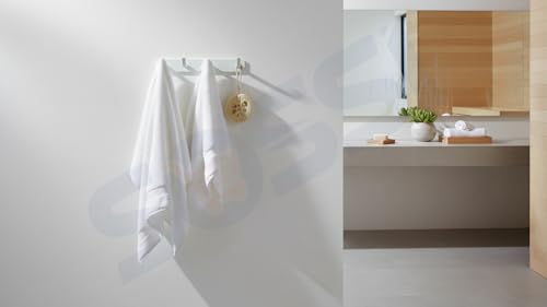 Image of SOSSI 4-Pin Cloth Hanger, Wall Mounted Hook Rail with 4 Hooks for Bathroom, Kitchen, Key Holder, Cloth-Towel Hanger, Robe Hooks Pack of 2 (White Finish)