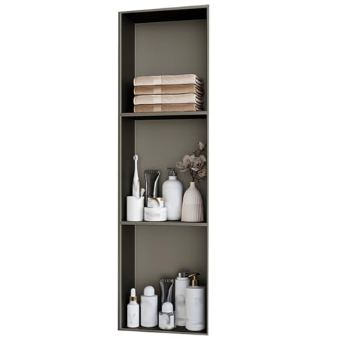 Étagère de douche encastrée grise sans pose de carrelage niche inox murale 28x90cm