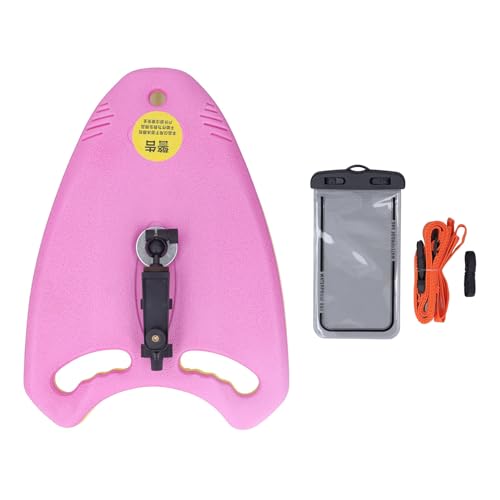 Swim Kickboard with Phone Holder, Thickened Buoyancy Swimming Float Board Swimming Training Equipment, Foldable EVA Foam Swimming Float Board with 1/4 Inch Thread for Panoramic Cameras Action(Pink)