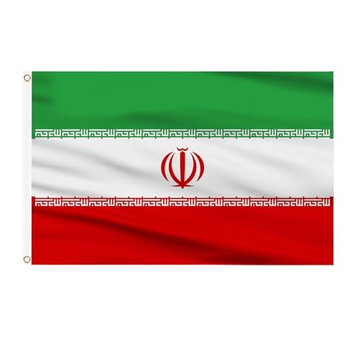 AhfuLife Iran Flagge 90 x 150 cm, 1 Stück Iranische Flaggen Banner, Große Iran Nationalflaggen mit Messing-Ösen, für Deko Nationalfeiertag Garten, Bar, Flaggen-Liebhaber