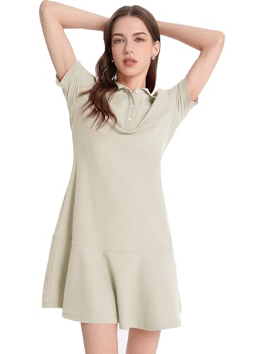Image of Flygo Womens Polo Dress Summer Short Sleeve Ruffle T Shirt Dress