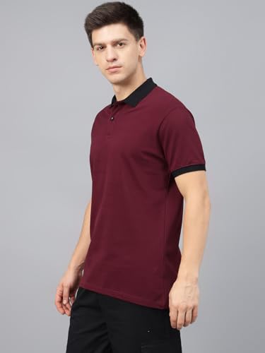 Image of Veirdo Pure Cotton Half Sleeves Regular Fit Plain Solid Classic Polo Collar T-Shirt for Men & Boys (Color Options- Black, Maroon & Olive)