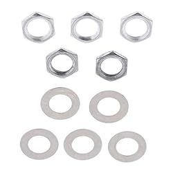 Lot de 5 écrous de prise jack en fer + rondelles de potentiomètre pour guitare électrique basse Argenté 8 mm - Les Beatles, Paul McCartney, John Lennon, RIngo Starr, George Harrison