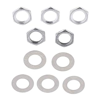 Lot de 5 écrous de prise jack en fer + rondelles de potentiomètre pour guitare électrique basse Argenté 8 mm - Les Beatles, Paul McCartney, John Lennon, RIngo Starr, George Harrison