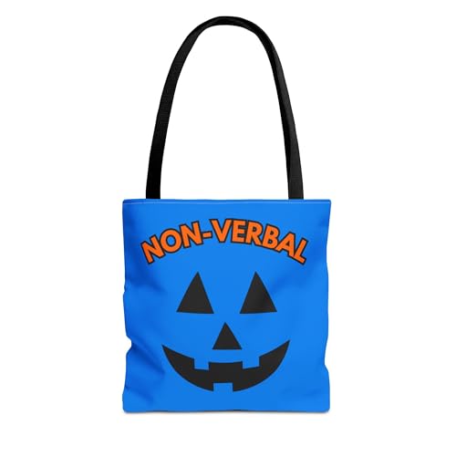 Autism Non-Verbal Blue Trick or Treat Halloween Tote Bag, Inclusion Special Needs Bag, Sped Ed, Autism Halloween Bag2