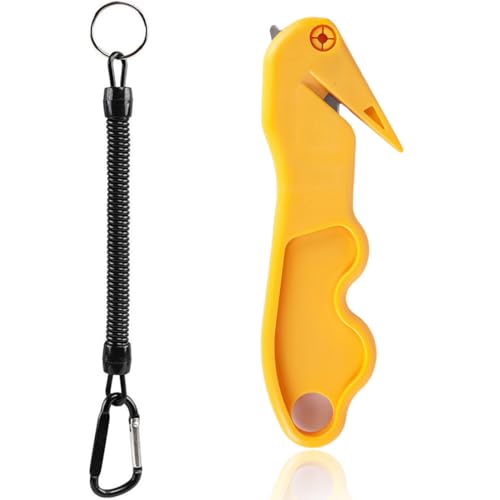 1 Pièce Un Couteau De Sécurité Jaune Pour La Livraison Express,Mini Cutter Professionnel, Avec Une Lanière Noire Couteau De Sécurité De Magasinier