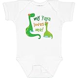 inktastic My Yaya Loves Me Grandson Dinosaur Baby Bodysuit Newborn 0020 White 205a9