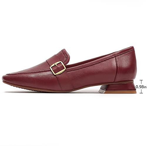 Image of Mona flying Women's Leather Square Toe Penny Loafer Slip on Office Flats