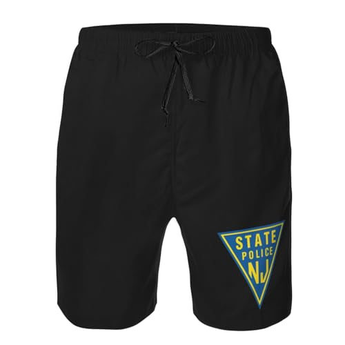 New Jersey State Police Men's Beach Shorts Quick Dry Swim Trunks with Pockets Mesh Lining3