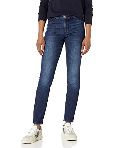 Emporio Armani Jeans da donna con 5 tasche, lavaggio scuro, Jegging Lift-up Denim, Denim indaco, 26