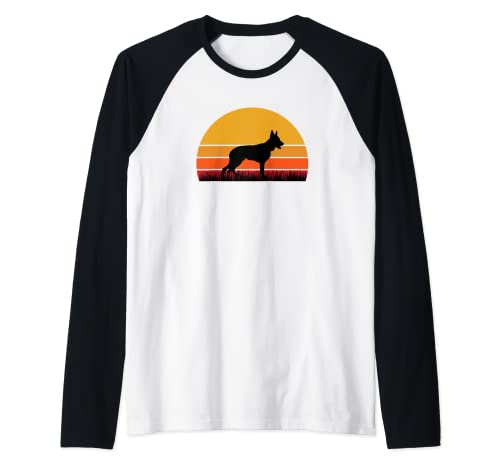 German Shepherd GSD Dog Pup Puppy Dog Mom Orange Black Raglan Baseball Tee