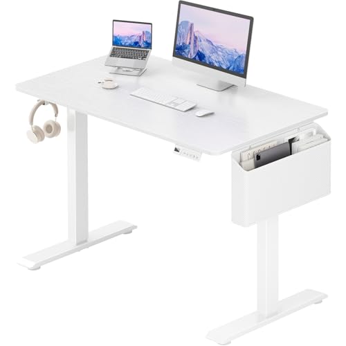 White Electric Sit-Stand Desk 40-Inch Adjustable Table