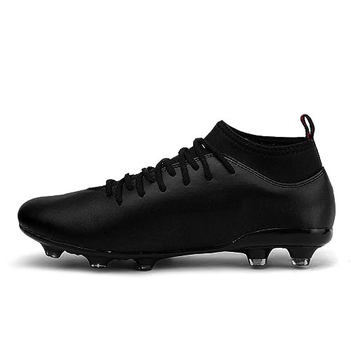 Chuteira A7 Botinha Futebol De Campo + Caneleira + Meião (Preto, BR, Adulto, Numérico, 44)