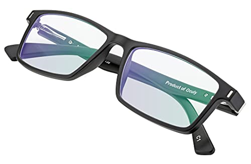 Image of OCULY Rectangular Blue Light Blocking Computer Glasses | Protect Eyes and Reduce Strain & Fatigue | Anti-UV, Anti-Glare for Gaming, Office, Reading | Quality Transparent Blue Block Lenses