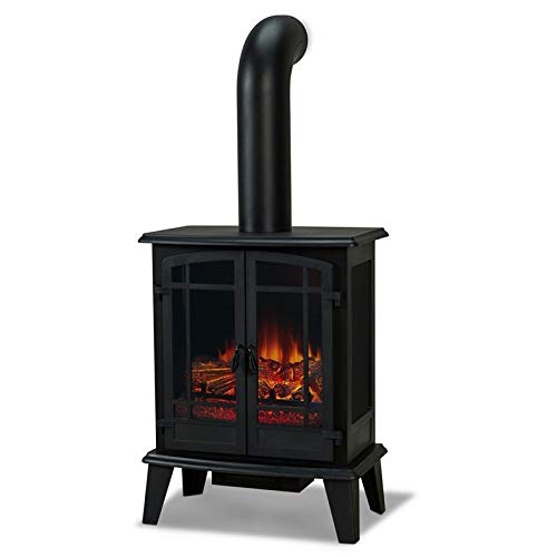 BOWERY HILL Modern Stove Indoor Electric Fireplace Mantel Heater with Remote Control, Adjustable Led Flame, 1400W in Black BOWERY HILL Modern Stove Indoor Electric Fireplace Mantel Heater with Remote Control, Adjustable Led Flame, 1400W in Black