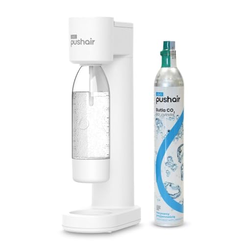 PUSHAIR Saturador de agua Dafi sifón blanco + cartucho de CO2 + botella de 0,7 l - Agua con gas ideal en tu cocina, simplicidad y funcionalidad