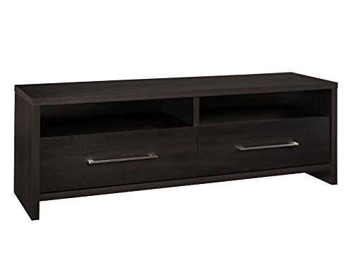 ClosetMaid Media Stand Entertainment Center with Cabinet Drawers, Open Shelves, 55 in. Wide, for Living, Den, Game Room, Black Walnut Finish