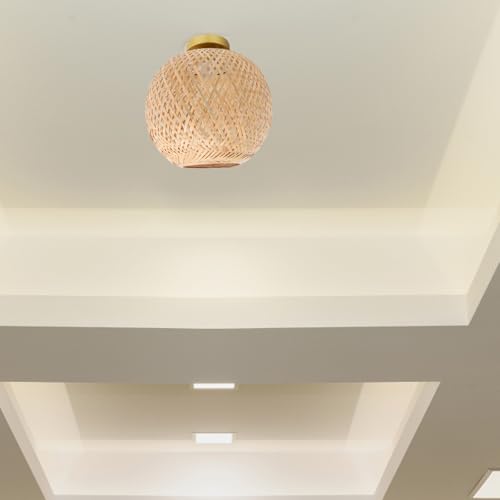 Lustre en bambou artisanal tressé main style vintage