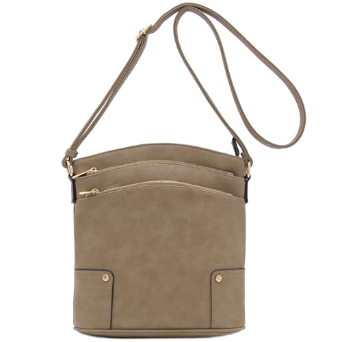 Image of ALYSSA Triple Zip Pocket Large Crossbody Bag