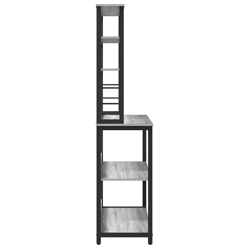 Industrielles Küchenregal aus Holzwerkstoff und Stahlrahmen, Graues Sonoma 100x40x168 cm, freistehend mit viel Stauraum für Kochutensilien und Deko, pflegeleicht durch Abwischen.