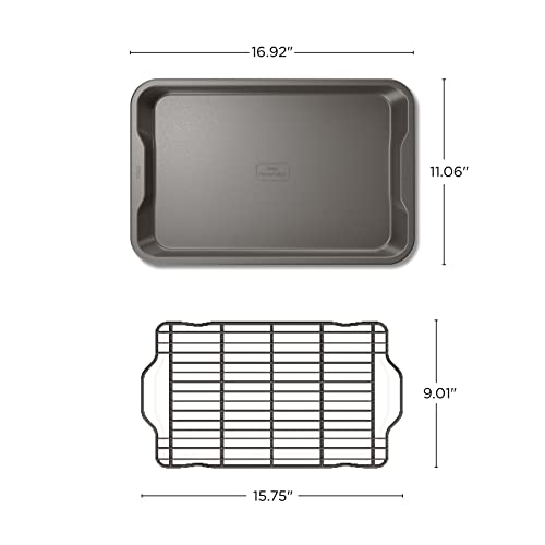 Ninja B32102 Foodi Neverstick Premium 2-Piece Bakeware Sheet Set, Nonstick, Oven Safe Up To 500⁰F, With 10 X 15 Inch Baking Sheet & 10 X 15 Inch Cooling/Roasting Rack, Dishwasher Safe, Grey #TOP6