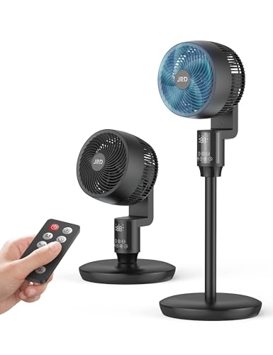 JRD Fan for Bedroom, 70° Oscillating Standing Fans, Quiet Floor Fan, 100ft Pedestal Fans for Room,...
