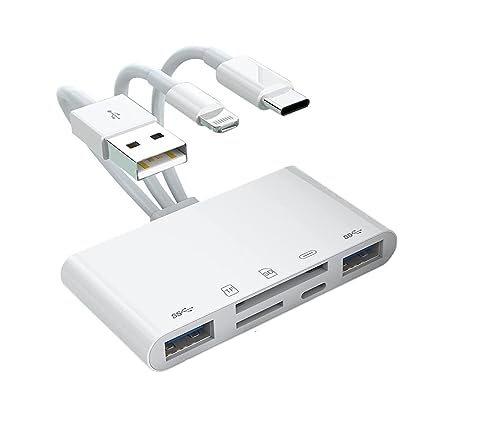 [Apple MFi Certified] 5-in-1 Memory Card Reader, iPhone/iPad USB OTG Adapter & SD Card Reader, USB C and USB A Devices with Micro SD & SD Card Slots, SDHC/SDXC/MMC, Plug and Play for iOS and Android - Thumbnail 2