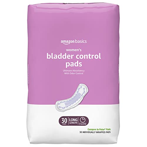 Image of Amazon Basics Women's Incontinence Pads, Bladder Control & Postpartum, Ultimate Absorbency, Unscented, 30 Count, (1 Pack of 30)
