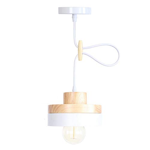 Machine Chandelier American Modern Simple Tools and Home Improvement Iron Art Round Wood Lampshade E-dison Light Bulb Restaurant Bedroom Cafe Bar Decoration Modern Chandeliers (Color : A)