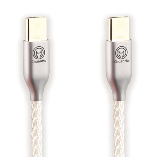 【川木】Type C変換TypeCアダプタ ヘッドホン 三星デコードオーディオライン OTG 【W295】Type-C(USB-C) ヘッドフォンアンプケーブル 単結晶銀 (銀(E))