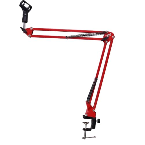 Image of Kadence NB35RD Home Series Mic Boom Arm Stand | Steel Frame & Smooth Angle Adjustment | Dual-Spring Suspension with 360 Rotation | Desk Clamp Mount for Recording, Streaming & Online Classes | Red