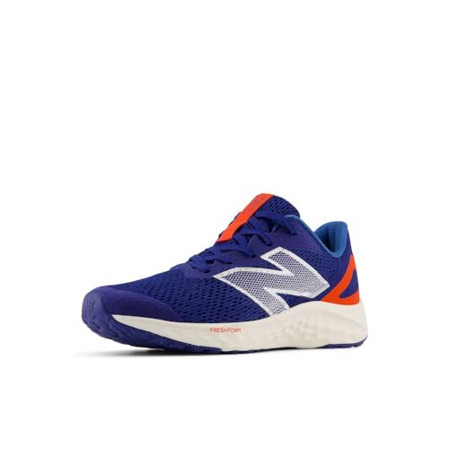 New Balance KIds Arishi Fresh Foam v4 Sneaker, INKWELL/NEO FLAME/SILVER METALLIC, 6 M Big Kid (8-12 Years)