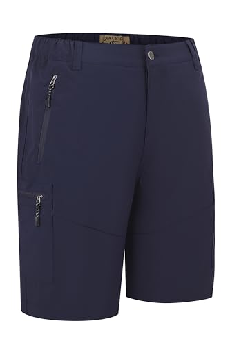 Men's Hiking Cargo Shorts Lightweight Outdoor Work Travel Golf Camping Casual with 5 Zipper Pockets (Navy 4# L)