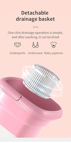 Mini machine à laver pliable 6,5L rose pour sous-vêtements - 6