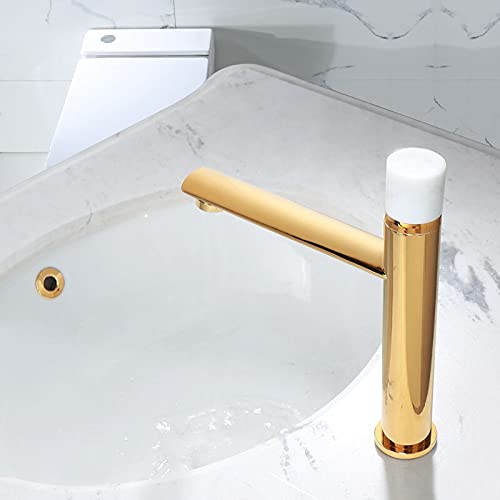 Robinet de lavabo or et blanc anti-calcaire pour résoudre les fuites de salle de bain