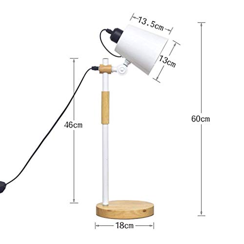 Lampe de bureau E27 anti-fatigue visuelle en bois de chêne et fer