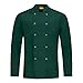 Chef Coat Lightweight Chef Jackets Button Down Crewneck Long Sleeve Baggy Loose Comfort Plain Camisa De Chef para Hombre Custom Fashion Cook Vintage Green
