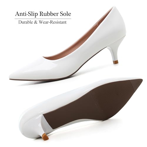 Image of Women's Low Kitten Heel Pumps Classic Fashion Dress Pumps Simple Heeled Shoes for Office Work