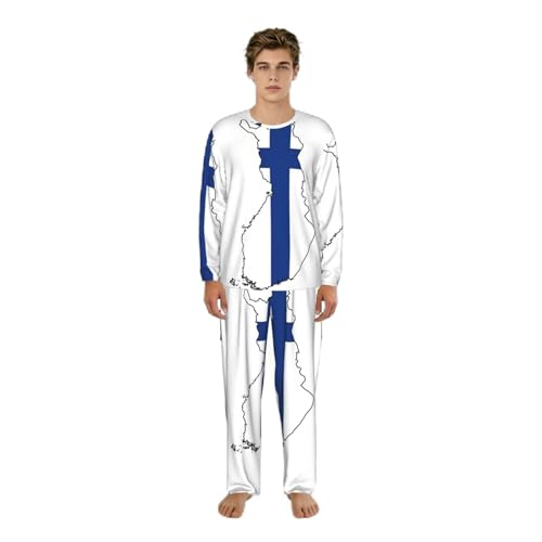 Pyjama homme drapeau finlandais en coton, idée cadeau homme