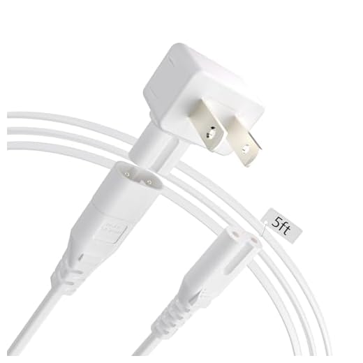 Samsung TV Power Cord 2-Prong PC Power Cord Detachable 90 Degree Angled for TV, Computer, Monitor, Printer - White Polarized Cable 5ft with Interchangeable Plug ETL Listed, Universal AC Cable