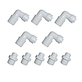 MALIDA Quick Connector Male Adapter Elbow and Straight Combination, 3/8 Inch NPT Thread x 1/4 Inch Tube OD Push to Connect Fittings, for Water Filter purification systems.(pack of 10)