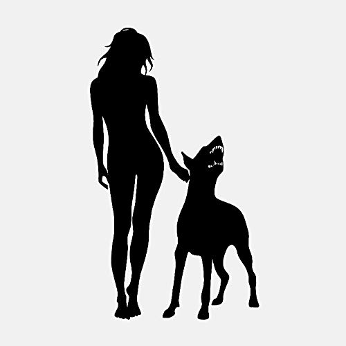 XCGZ Pegatinas De Pared Hermosa Niña Y Aullido Perro Pegatina Hombres Habitación Puerta Fondo Pared PVC Pegatina 46 Cm X 80 Cm