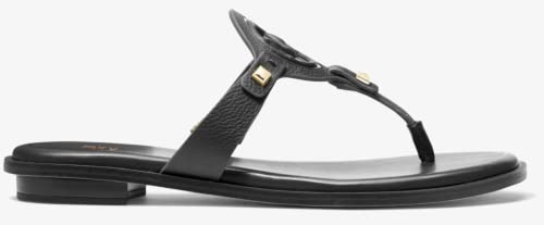 Michael Michael Kors Women's Aubrey Cutout Thong Tumbled Leather T-Strap Sandal Color Black Size 7 #TOP1